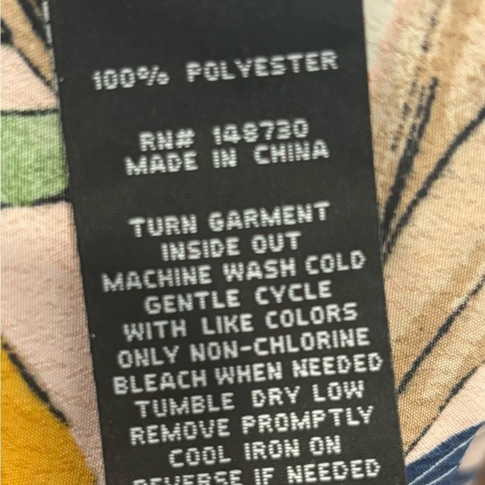 ECI New York Sleeveless Collared Button Down Tie Waist Midi Palm Dress Sz 6 - Picture 6 of 6